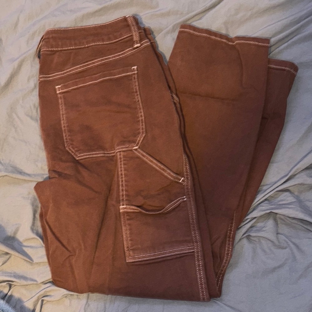 Brown Pants with Stitch Detailing